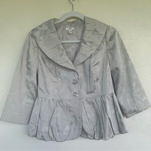 J Jill puff/ruffle trim jacket taupe